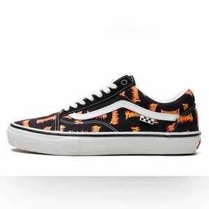 Vans Black and Orange Flame Design Sneakers